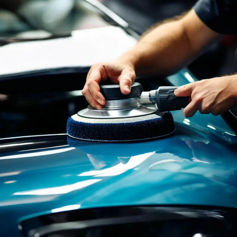 Detailing-Prozess mit Poliermaschine und Lackmessung